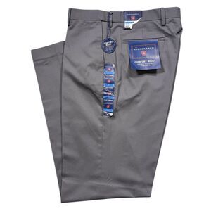 Saddlebred Mens 36x34 Gray Chinos Comfort Waist Straight Flat Front Pants NWT